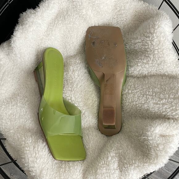 Song of Style Green PVC Leather Wedge Heel Slip On Studio Sandals - Picture 5 of 7